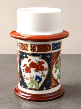 Vintage Colonial Candle Taiwan Asian Porcelain 3 Way Candle Holder 5 Inch